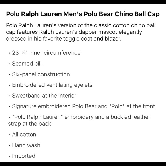 Mens POLO BEAR CHINO Cap - Picture 4 of 5